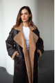 Women's sheepskin coat made of natural sheepskin in dark chocolate color